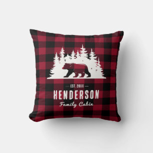 Familie Cabine Beer Pine Red Plaid Kussen