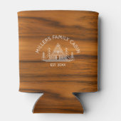 Familie Cabine Naam Bruin Hout Textuur Blikjeskoeler (Achterkant)
