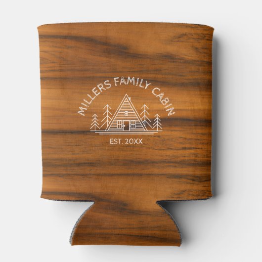 Familie Cabine Naam Bruin Hout Textuur Blikjeskoeler (Achterkant)