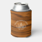 Familie Cabine Naam Bruin Hout Textuur Blikjeskoeler (Blikje Achterkant)