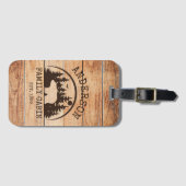 Familie Cabine Naam Gepersonaliseerde Rustieke hou Bagagelabel (Voorkant (horizontaal))