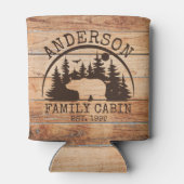 Familie Cabine Naam Gepersonaliseerde Rustieke hou Blikjeskoeler (Achterkant)