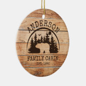 Familie Cabine Naam Gepersonaliseerde Rustieke hou Keramisch Ornament (Rechts)