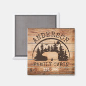 Familie Cabine Naam Gepersonaliseerde Rustieke hou Magneet (Voorkant / Achterkant)