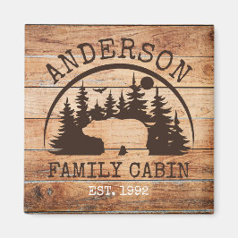 Familie Cabine Naam Gepersonaliseerde Rustieke hou Magneet