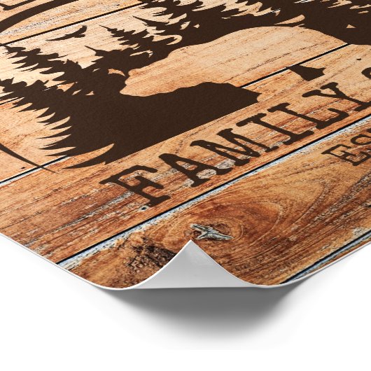 Familie Cabine Naam Gepersonaliseerde Rustieke hou Poster (Hoek)