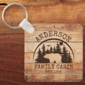 Familie Cabine Naam Gepersonaliseerde Rustieke hou Sleutelhanger (Voorkant)