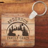 Familie Cabine Naam Gepersonaliseerde Rustieke hou Sleutelhanger (Achterkant)