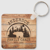 Familie Cabine Naam Gepersonaliseerde Rustieke hou Sleutelhanger (Achterkant)