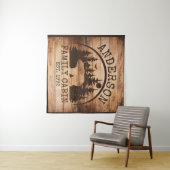 Familie Cabine Naam Gepersonaliseerde Rustieke hou Wandkleed (In Situ (horizontaal))