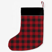 Familie Cabine naam Red Buffalo Plaid Kleine Kerstsok (Achterkant)