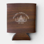 Familie Cabinenaam Donkerbruin Hout Textuur Blikjeskoeler (Voorkant)