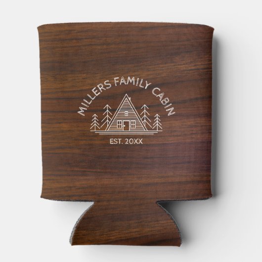 Familie Cabinenaam Donkerbruin Hout Textuur Blikjeskoeler (Achterkant)