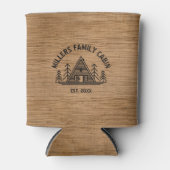 Familie Cabinenaam Rustieke Bruine Houten Textuur Blikjeskoeler (Voorkant)