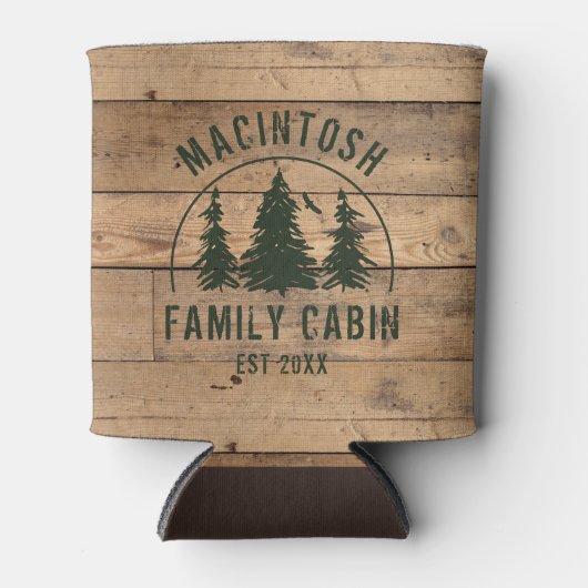 Familie Cabinenaam Rustieke Houten Douanekleur Blikjeskoeler (Voorkant)