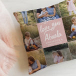 familie cadeau 8 foto kleinkind eenvoudig kussen<br><div class="desc">familiegift 8 fotokleinkind eenvoudig modern script typografie kussen gift roze korrelig design. wijzig de naam</div>