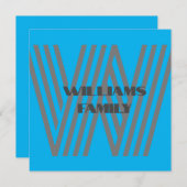 FAMILIE CADEAU BLAUW GRIJS MONOGRAM uitnodiging (Voorkant / Achterkant)