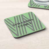 FAMILIE CADEAU MINT GROEN GRIJS MONOGRAM BIER ONDERZETTER (Linkerzijde)