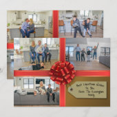 Familie cadeau verpakt met een boog fotokaart feestdagenkaart (Voorkant / Achterkant)
