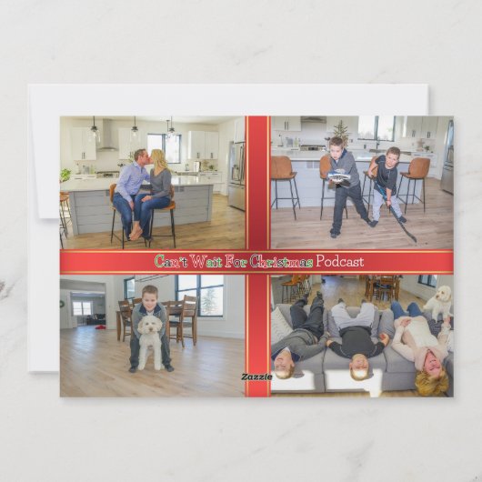 Familie cadeau verpakt met een boog fotokaart feestdagenkaart (Achterkant)