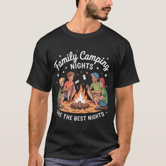 Familie Camping Crew – Funny Campfire Group T-shirt (Voorkant)