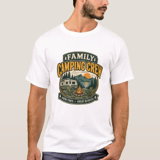 Familie Camping Crew Vintage Camper & Kampvuur Out T-shirt