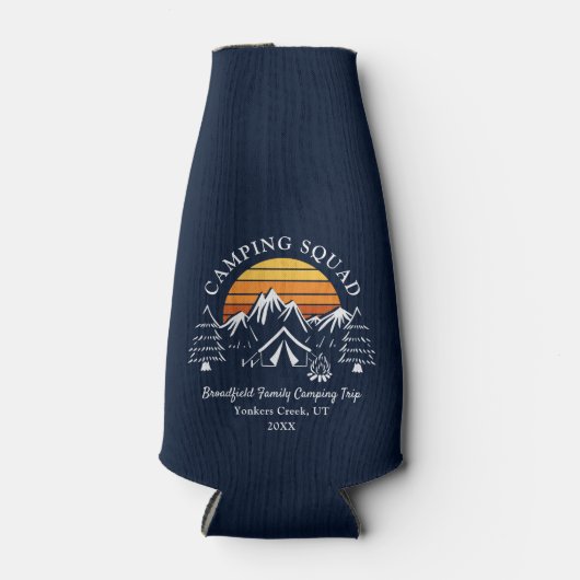 Familie Camping Matching Retro Custom Vacking Flesjeskoeler (Voorkant)