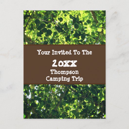 Familie Camping Reis Groen Blad Reünie Uitnodiging (Voorkant)