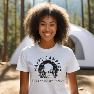 Familie Camping Trip Happy Campers Black — Witte n T-shirt