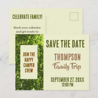 Familie Camping Trip Outdoor Reünie Save The Date Briefkaart