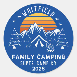 Familie Camping Trip Zomervakantie Custom Ronde Sticker