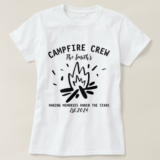 Familie Camping Vakantie 2024, Campfire Crew T-shirt (Design voorkant)