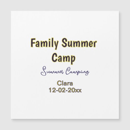 Familie camping vakantie aangepaste naam datumZome (Voorkant)