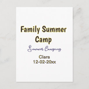 Familie camping vakantie aangepaste naam datumZome Briefkaart