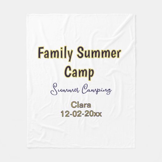 Familie camping vakantie aangepaste naam datumZome Fleece Deken (Voorkant)