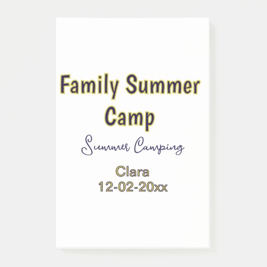 Familie camping vakantie aangepaste naam datumZome Post-it® Notes (Voorkant)