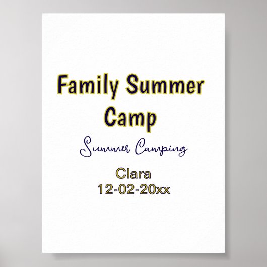 Familie camping vakantie aangepaste naam datumZome Poster (Voorkant)