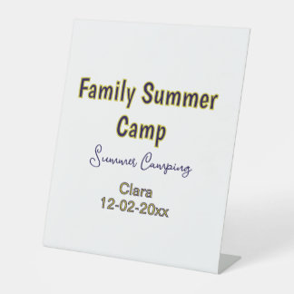 Familie camping vakantie aangepaste naam datumZome Reclamebord Met Voetstuk