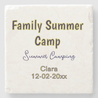 Familie camping vakantie aangepaste naam datumZome Stenen Onderzetter
