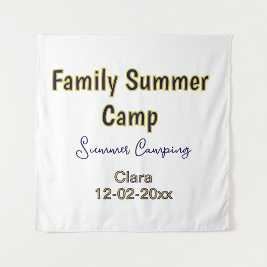 Familie camping vakantie aangepaste naam datumZome Wandkleed (Voorkant)