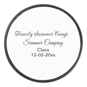 Familie camping vakantie aangepaste naam toevoegen hockey puck