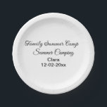 Familie camping vakantie aangepaste naam toevoegen papieren bordje<br><div class="desc">Ontwerp</div>