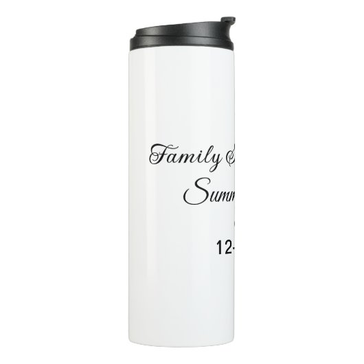 Familie camping vakantie aangepaste naam toevoegen thermosbeker (Gedraaid links)
