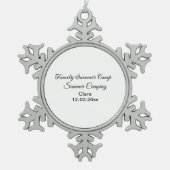Familie camping vakantie aangepaste naam toevoegen tin sneeuwvlok ornament (Voorkant)