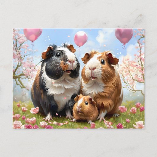 Familie cavia's briefkaart (Voorkant)