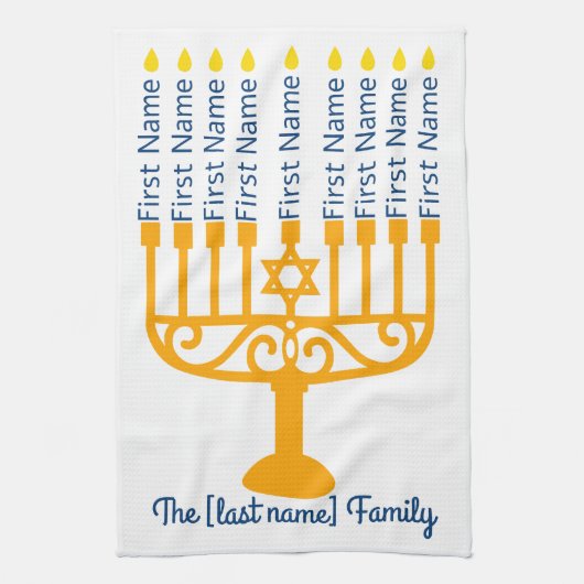 Familie Chanoeka keukenhanddoek (Verticaal)