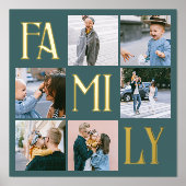 Familie Chic Multi-foto Blauwgroen Folie Afdrukken (Voorkant)