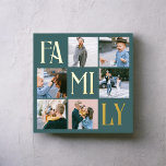 Familie Chic Multi-foto Blauwgroen Folie Afdrukken<br><div class="desc">Poster is uitgerust met moderne fotocollege en mam in folie.</div>