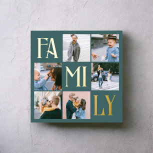 Familie Chic Multi-foto Blauwgroen Folie Afdrukken