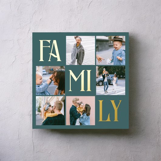 Familie Chic Multi-foto Blauwgroen Folie Afdrukken